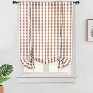 Haperlare Plaid Tie Up Curtain 42" x 63" Buffalo Check Gingham Pattern